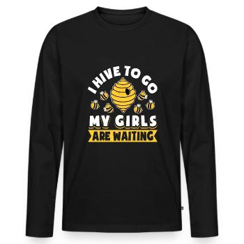 I Hive Got Go Mes filles attendent - T-shirt manches longues Premium bio Homme - noir - Devant - Nico (187cm)