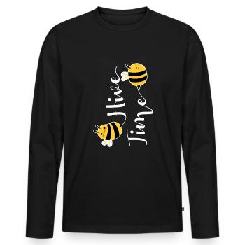 Hive Time Shirt Gift Beekeeper Gift - Men's Premium Organic Long Sleeve Shirt - black - Front - Nico (187cm)