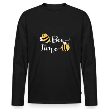 Bee Time Beekeeper Shirt Gift - Men's Premium Organic Long Sleeve Shirt - black - Front - Nico (187cm)