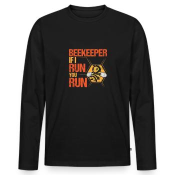 Beekeeper If I Run You Run Shirt Imker - Männer Premium Bio Langarmshirt - Schwarz - Vorne - Nico (187cm)