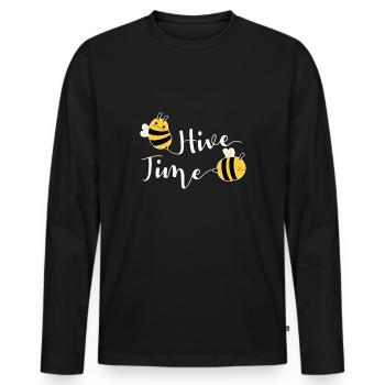 Hive Time Shirt Gift Beekeeper Gift - Men's Premium Organic Long Sleeve Shirt - black - Front - Nico (187cm)