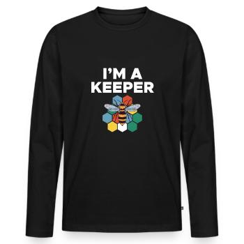 Im A Keeper Bee Shirt Cadeau - T-shirt manches longues Premium bio Homme - noir - Devant - Nico (187cm)