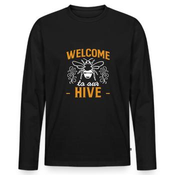 Bienvenue dans notre chemise d’apiculteur de ruche - T-shirt manches longues Premium bio Homme - noir - Devant - Nico (187cm)