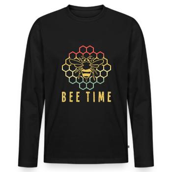 Bee Time Vintage Retro Imker Shirt Geschenk - Männer Premium Bio Langarmshirt - Schwarz - Vorne - Nico (187cm)