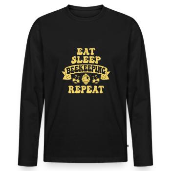 Eat Sleep Beekeeping Repeat Shirt Beekeeper - Men's Premium Organic Long Sleeve Shirt - black - Front - Nico (187cm)