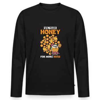 Will Trade Honey For More Hives Shirt - Men's Premium Organic Long Sleeve Shirt - black - Front - Nico (187cm)