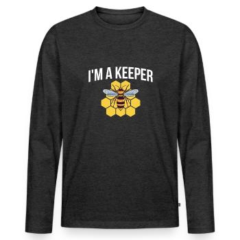 Im A Keeper Bee Shirt Cadeau - T-shirt manches longues Premium bio Homme - anthracite chiné - Devant - Nico (187cm)