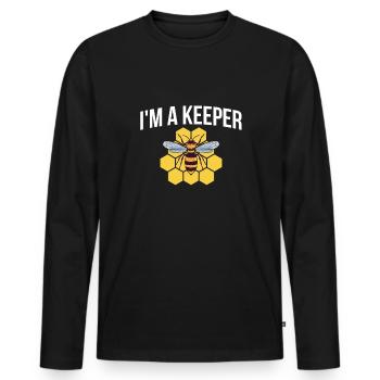 Im A Keeper Bee Shirt Cadeau - T-shirt manches longues Premium bio Homme - noir - Devant - Nico (187cm)
