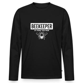 Beekeeper If I Run You Run Shirt Imker - Men's Premium Organic Long Sleeve Shirt - black - Front - Nico (187cm)