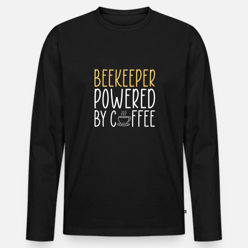 Beekeeper Powered By Coffee - Männer Premium Bio Langarmshirt - Schwarz