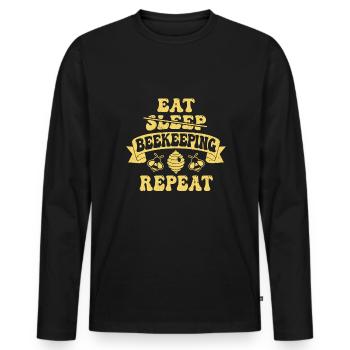 Eat Sleep Beekeeping Repeat Shirt Beekeeper - Men's Premium Organic Long Sleeve Shirt - black - Front - Nico (187cm)