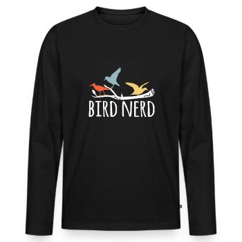 Cadeau de chemise Bird Nerd - T-shirt manches longues Premium bio Homme - noir - Devant - Nico (187cm)