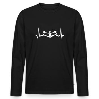 Herzschlag Herzlinie Herzfrequenz Cheerleading - Männer Premium Bio Langarmshirt - Schwarz - Vorne - Nico (187cm)