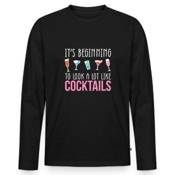 Its Beginning To Look A Lot Like Cocktails - Männer Premium Bio Langarmshirt - Schwarz - Vorne - Nico (187cm)