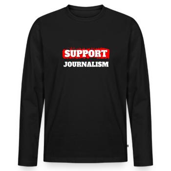 Support Journalism Journalist Shirt Geschenk - Männer Premium Bio Langarmshirt - Schwarz - Vorne - Nico (187cm)