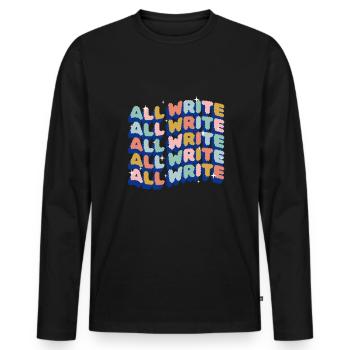 All Write Shirt Cadeau de journaliste - T-shirt manches longues Premium bio Homme - noir - Devant - Nico (187cm)
