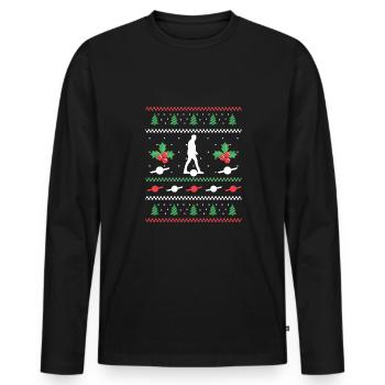Chemise moche de Noël à une roue cadeau de Noël - T-shirt manches longues Premium bio Homme - noir - Devant - Nico (187cm)