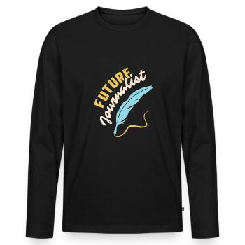 Cadeau de la chemise du futur journaliste - T-shirt manches longues Premium bio Homme - noir - Devant - Nico (187cm)
