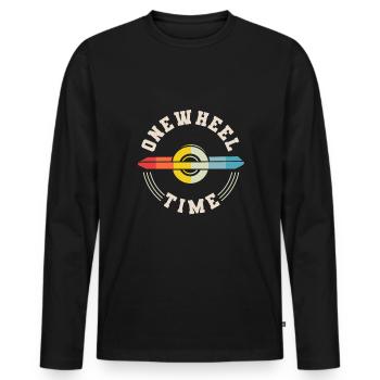 Onewheel Time Shirt Vintage Retro Gift - Men's Premium Organic Long Sleeve Shirt - black - Front - Nico (187cm)