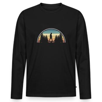 Vintage Retro Onewheel Shirt Gift - Men's Premium Organic Long Sleeve Shirt - black - Front - Nico (187cm)