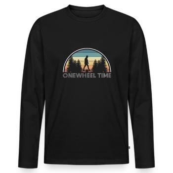 Onewheel Time Shirt Vintage Retro Gift - Men's Premium Organic Long Sleeve Shirt - black - Front - Nico (187cm)
