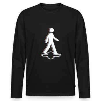 Stick Figure Onewheel Shirt Gift - Men's Premium Organic Long Sleeve Shirt - black - Front - Nico (187cm)
