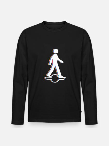 Strichmännchen Onewheel Shirt Geschenk - Männer Premium Bio Langarmshirt - Schwarz