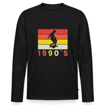 1990 ́s Vintage Retro Onewheel Shirt - Men's Premium Organic Long Sleeve Shirt - black - Front - Nico (187cm)