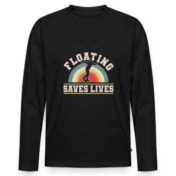 Floating Saves Lives Shirt Gift - Men's Premium Organic Long Sleeve Shirt - black - Front - Nico (187cm)