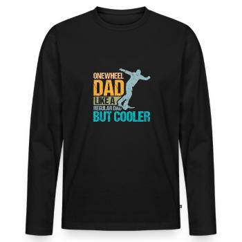 Un père à une roue comme un père ordinaire mais plus cool - T-shirt manches longues Premium bio Homme - noir - Devant - Nico (187cm)