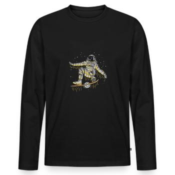 Onehweel Astronaut Shirt Gift - Men's Premium Organic Long Sleeve Shirt - black - Front - Nico (187cm)