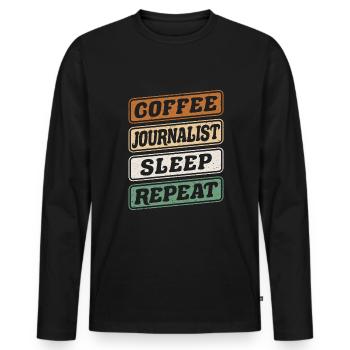 Coffee Journalist Sleep Repeat - Men's Premium Organic Long Sleeve Shirt - black - Front - Nico (187cm)
