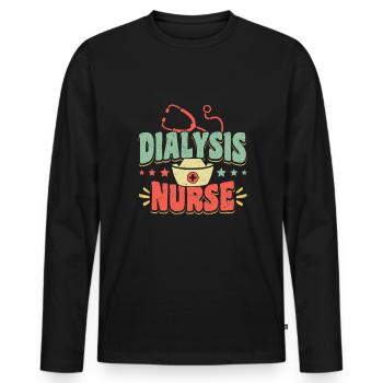 Dialysis Nurse Krankenschwester Nieren - Männer Premium Bio Langarmshirt - Schwarz - Vorne - Nico (187cm)