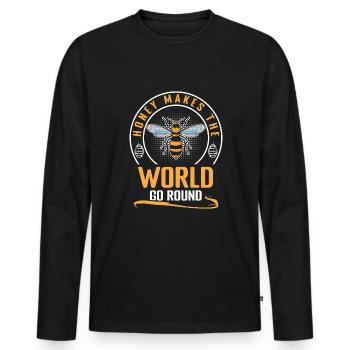 Honey Makes The World Go Round Shirt Geschenk - Männer Premium Bio Langarmshirt - Schwarz - Vorne - Nico (187cm)