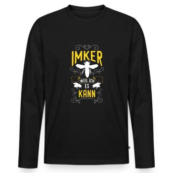 Imker Weil Ich Es Kann Shirt Geschenk - Männer Premium Bio Langarmshirt - Schwarz - Vorne - Nico (187cm)