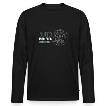 Pluton 1930-2006 N’oublie jamais - T-shirt manches longues Premium bio Homme - noir - Devant - Nico (187cm)