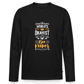 Worlds Okayest Bee Keeper Chemise Cadeau - T-shirt manches longues Premium bio Homme - noir - Devant - Nico (187cm)