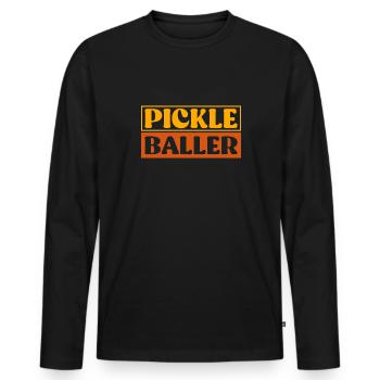 Pickle Baller Chemise Cadeau Pickleball - T-shirt manches longues Premium bio Homme - noir - Devant - Nico (187cm)