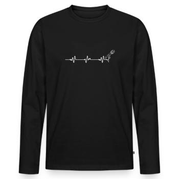 Herzschlag Herzlinie Herzfrequenz Oper Sänger - Männer Premium Bio Langarmshirt - Schwarz - Vorne - Nico (187cm)