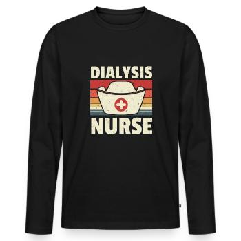 Dialysis Nurse Shirt Vintage Retro - Men's Premium Organic Long Sleeve Shirt - black - Front - Nico (187cm)