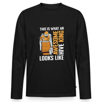 This is what an awesome hive king looks like beekeepers - Men's Premium Organic Long Sleeve Shirt - black - Front - Nico (187cm)
