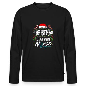 Christmas Dialysis Nurse Shirt Gift - Men's Premium Organic Long Sleeve Shirt - black - Front - Nico (187cm)
