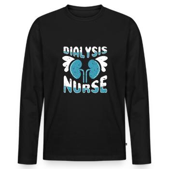 Cadeau de chemise d’infirmière en dialyse - T-shirt manches longues Premium bio Homme - noir - Devant - Nico (187cm)