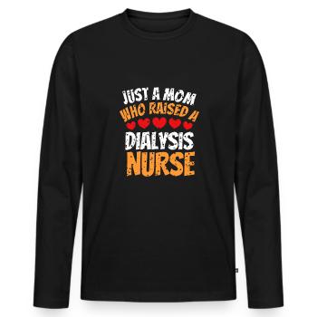 Juste une maman qui a soulevé une chemise d’infirmière en dialyse - T-shirt manches longues Premium bio Homme - noir - Devant - Nico (187cm)
