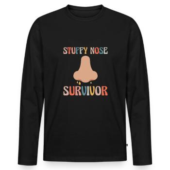 Cadeau de chemise de survivant au nez étouffant - T-shirt manches longues Premium bio Homme - noir - Devant - Nico (187cm)