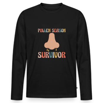 Pollen Season Survivor Shirt Gift - Men's Premium Organic Long Sleeve Shirt - black - Front - Nico (187cm)
