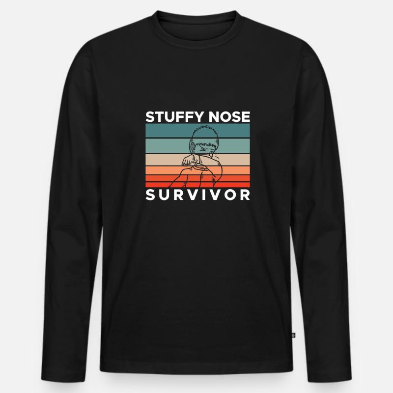 Stuffy Nose Survivor - Männer Premium Bio Langarmshirt - Schwarz