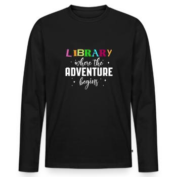 Library Where The Adventure Begins - Männer Premium Bio Langarmshirt - Schwarz - Vorne - Nico (187cm)