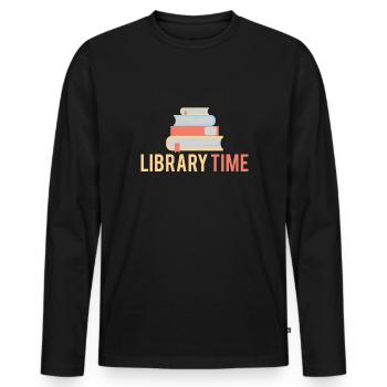 Library Time Shirt Gift Library - Men's Premium Organic Long Sleeve Shirt - black - Front - Nico (187cm)