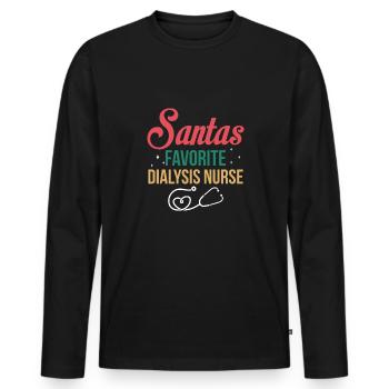 Sanas Chemise d’infirmière de dialyse préférée - T-shirt manches longues Premium bio Homme - noir - Devant - Nico (187cm)